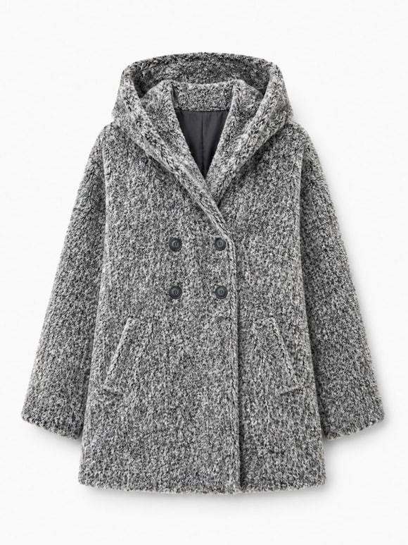 Retrobird Urban Retro Kapüşonlu Oversize Gri Ceket Kaban