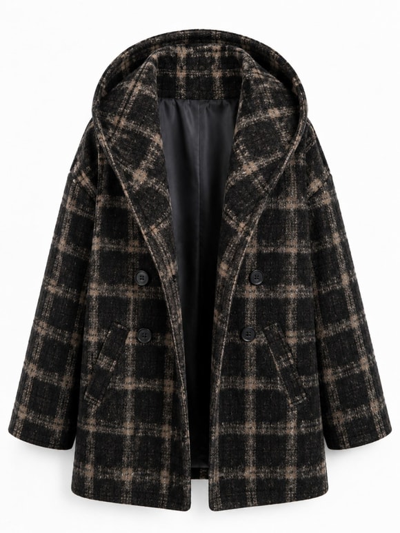 Retrobird Urban Retro Kapüşonlu Oversize Koyu Kahve Ceket Kaban