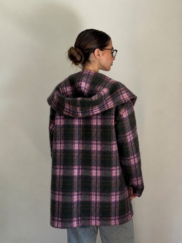 Retrobird Urban Retro Kapüşonlu Oversize Lila Ceket Kaban