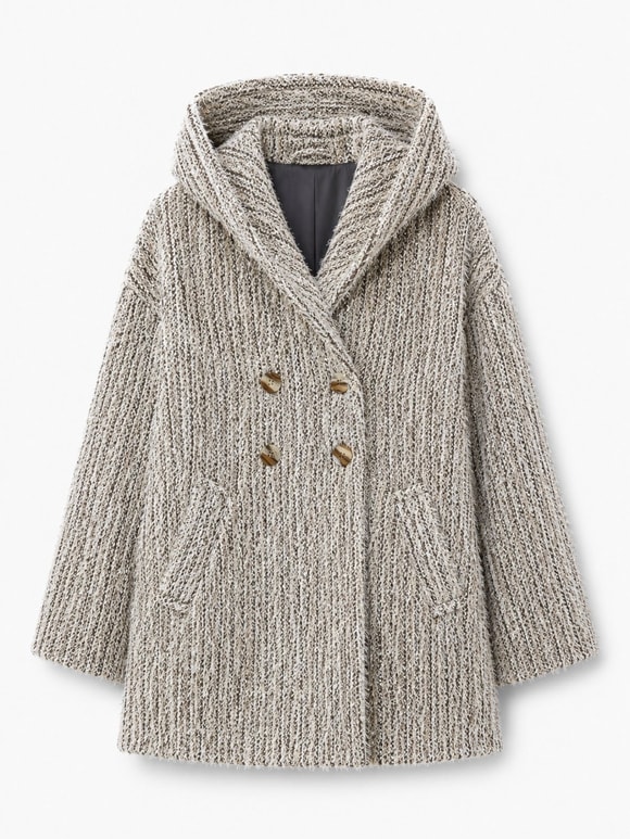 Retrobird Urban Retro Kapüşonlu Oversize Krem Ceket Kaban