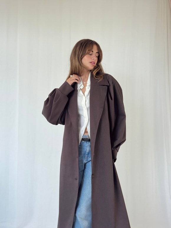 Retrobird Valencia Kuşaklı Koyu Kahve Trenchcoat Hafif Kaban