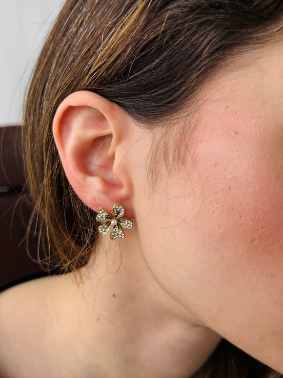 Retrobird Vintage Style Gold Colored Aurielle Flower Earrings