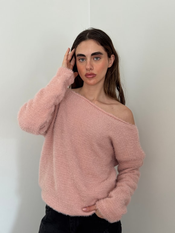 Retrobird Pembe Yumuşak Soft Tüylü Cozy Triko Kazak