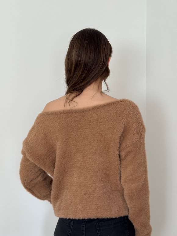 Retrobird Camel Yumuşak Soft Tüylü Cozy Triko Kazak