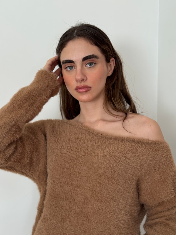 Retrobird Camel Yumuşak Soft Tüylü Cozy Triko Kazak