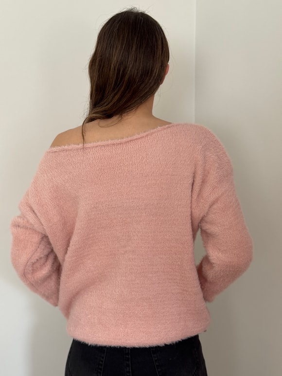 Retrobird Pembe Yumuşak Soft Tüylü Cozy Triko Kazak
