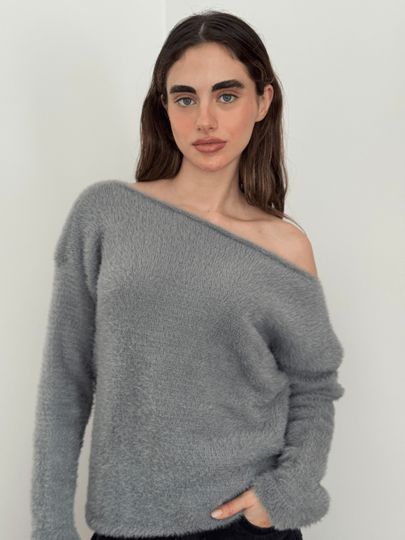Retrobird Gri Yumuşak Soft Tüylü Cozy Triko Kazak