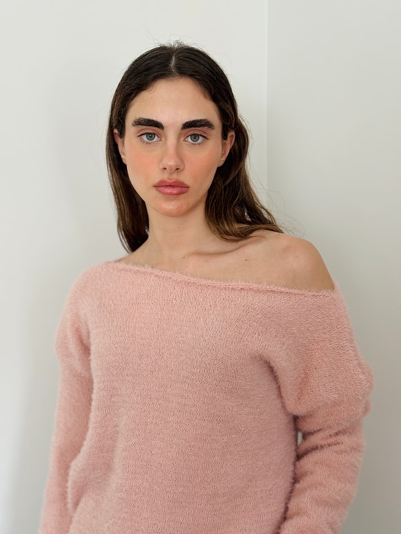 Retrobird Pembe Yumuşak Soft Tüylü Cozy Triko Kazak