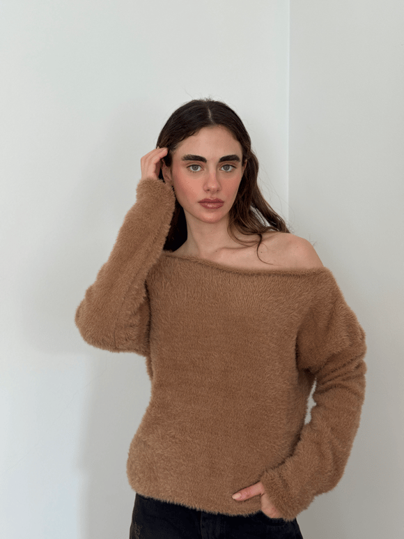 Retrobird Camel Yumuşak Soft Tüylü Cozy Triko Kazak