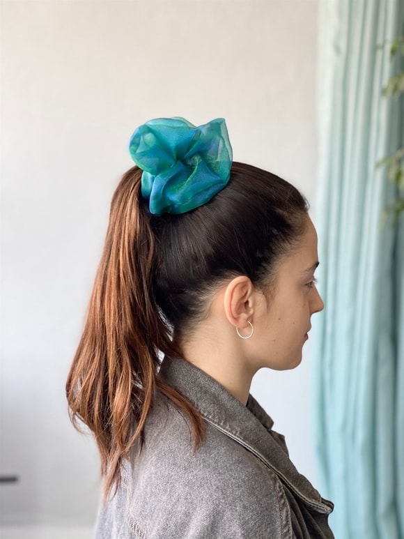 Retrobird Standart Boyutlu Petrol Renkli Scrunchie Simit Toka
