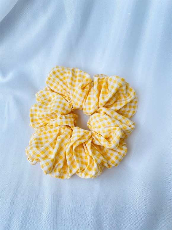 Retrobird Standart Boyutlu Sarı Renkli Büyük Boy Scrunchie Simit Toka
