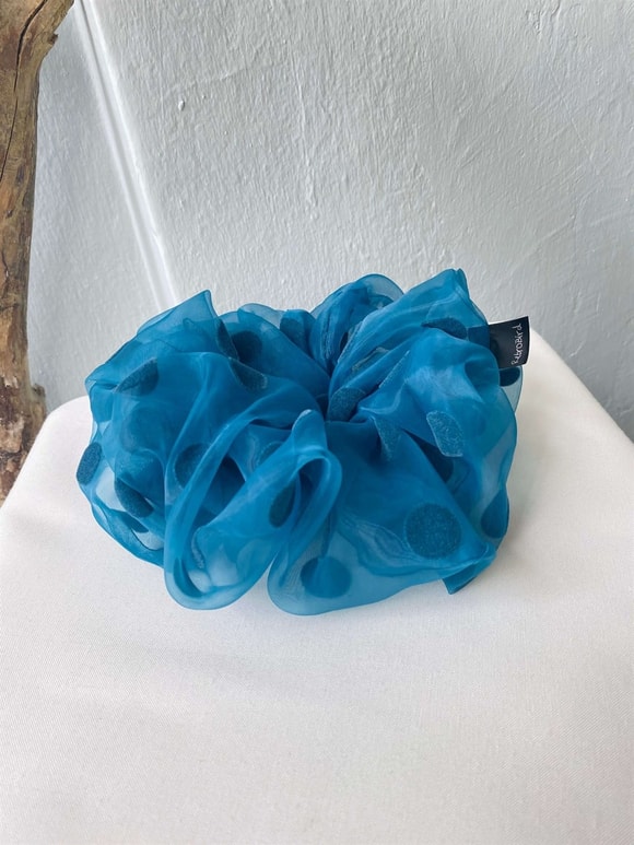 Retrobird Mavi Standart Boyutlu Renkli Büyük Boy Scrunchie Simit Toka