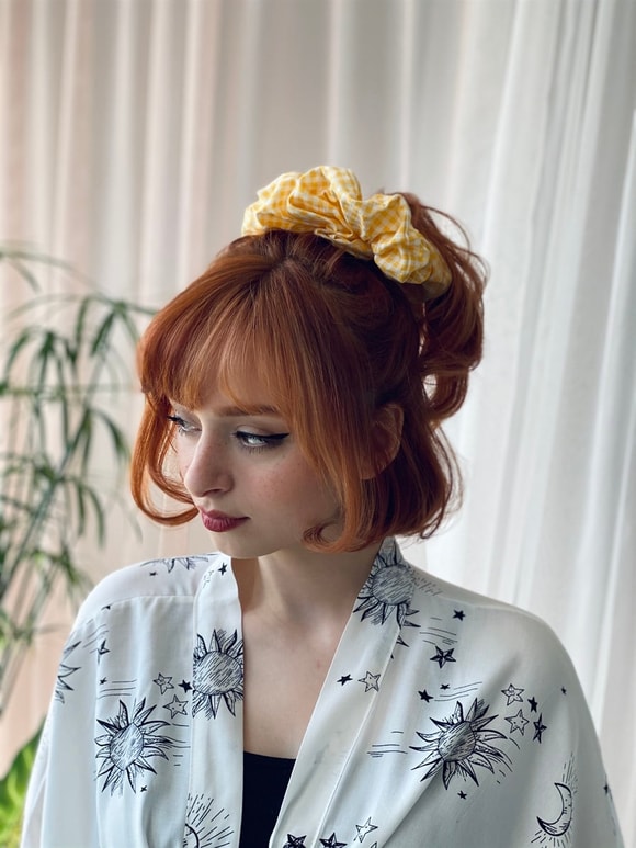Retrobird Standart Boyutlu Sarı Renkli Büyük Boy Scrunchie Simit Toka