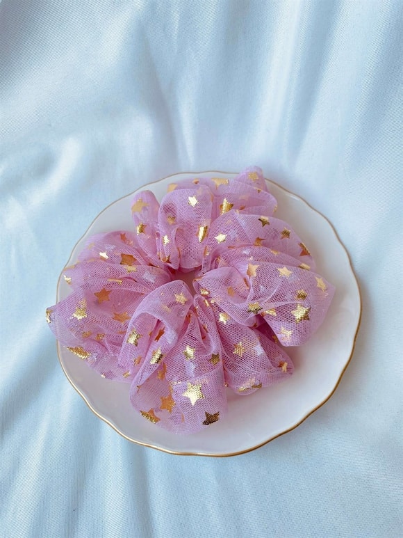 Retrobird Standart Boyutlu Pembe Renkli Büyük Boy Scrunchie Simit Toka