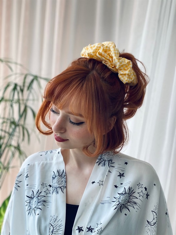 Retrobird Standart Boyutlu Sarı Renkli Büyük Boy Scrunchie Simit Toka