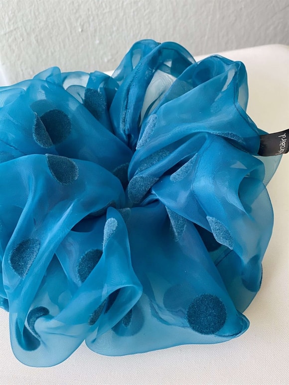 Retrobird Mavi Standart Boyutlu Renkli Büyük Boy Scrunchie Simit Toka