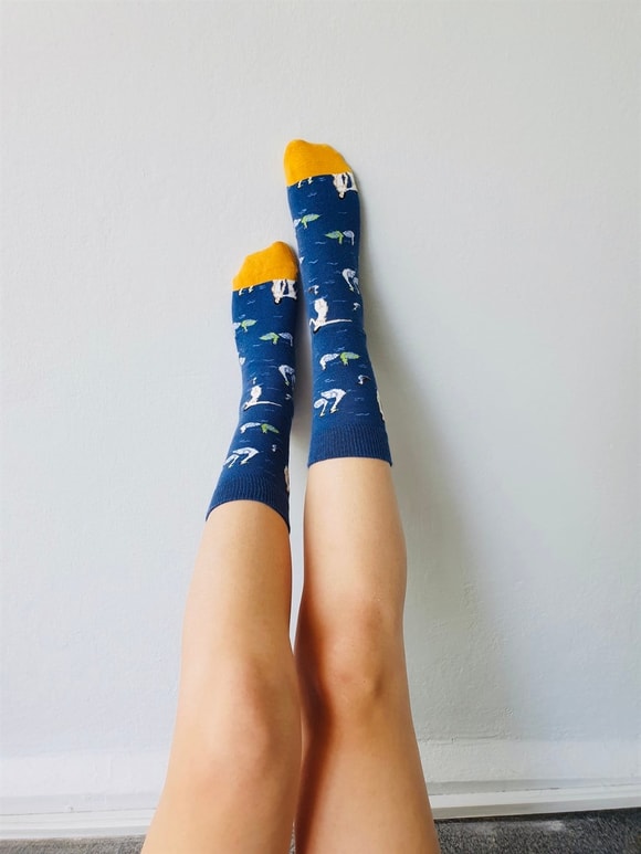 Retrobird Pamuklu Tek Çift Lacivert Renkli Unisex Tablo Çorap