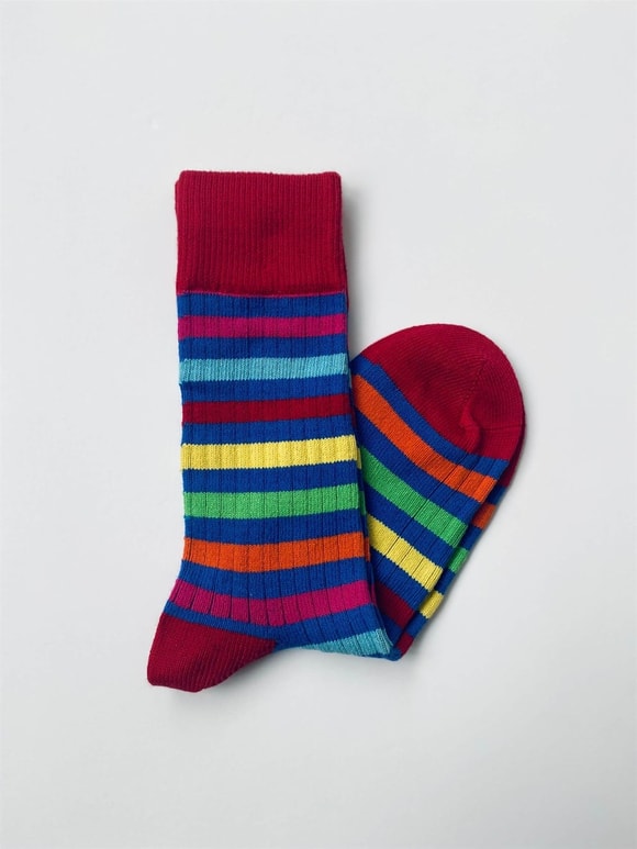 Retrobird Single Double Color Wool Blend Winter Mens Embroidered Socks