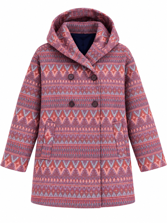 Retrobird Urban Retro Kapüşonlu Oversize Pembe Ceket Kaban