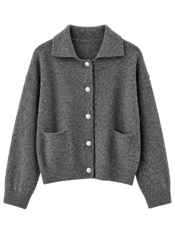 Retrobird Darcy Polo Yaka Cepli Gri Triko Hırka