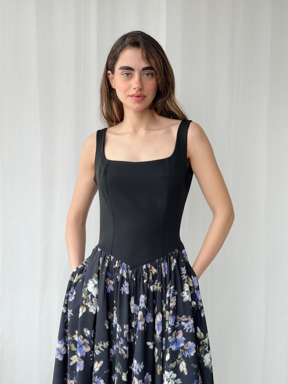 Retrobird 50s Belle Corset Midi Elbise