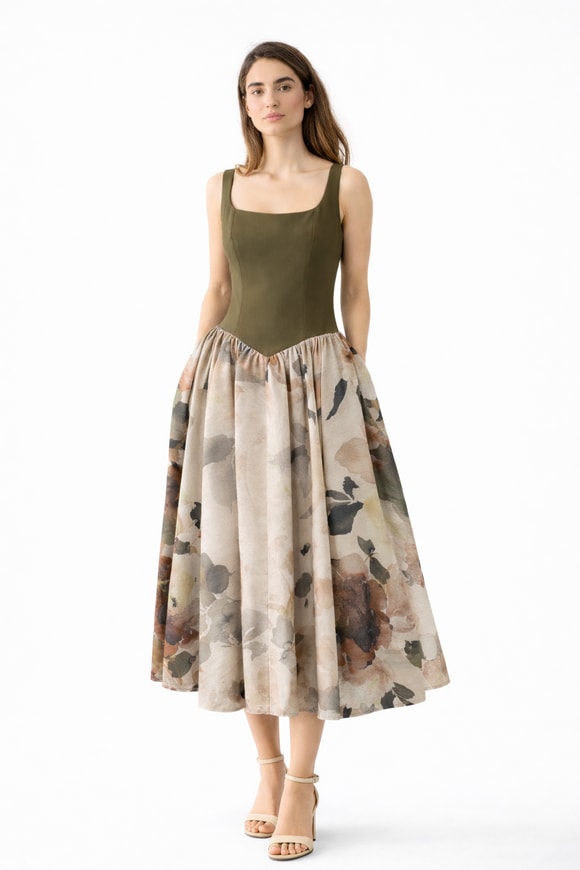 Retrobird 50s Belle Corset Midi Elbise