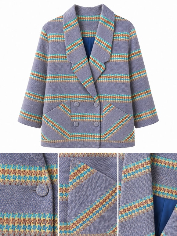 Retrobird 90'lar Retro Model Eflatun Oversize Tasarım Ekose Ceket