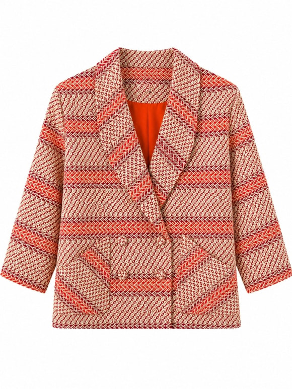 Retrobird 90'lar Retro Model Mercan Oversize Tasarım Ekose Ceket