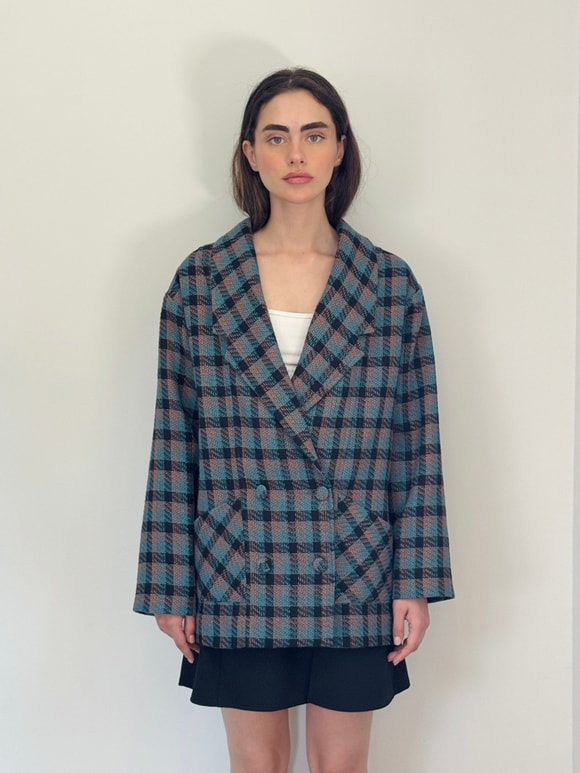 Retrobird 90'lar Retro Model Oversize Tasarım Ekose Ceket