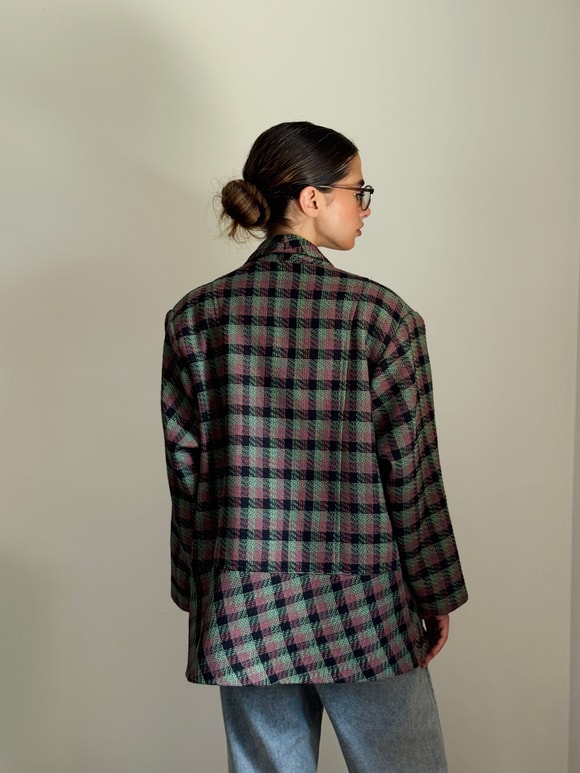 Retrobird 90'lar Retro Model Oversize Tasarım Ekose Ceket