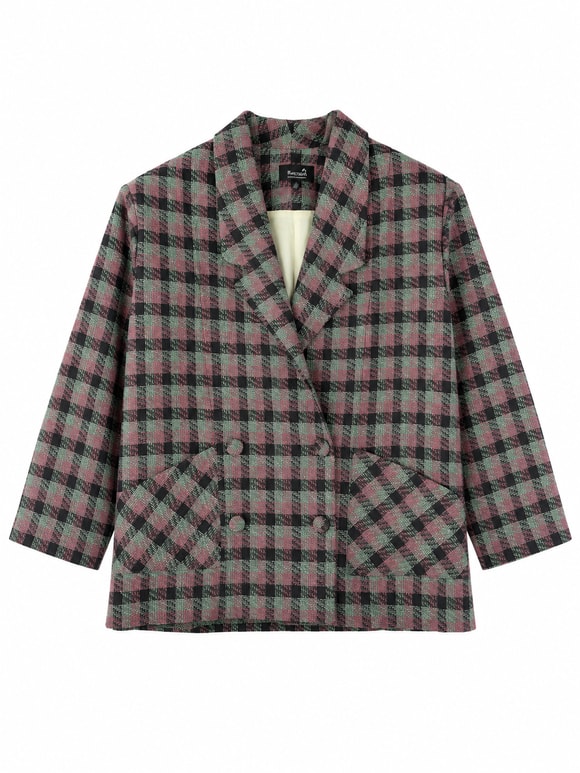Retrobird 90'lar Retro Model Yeşil Oversize Tasarım Ekose Ceket