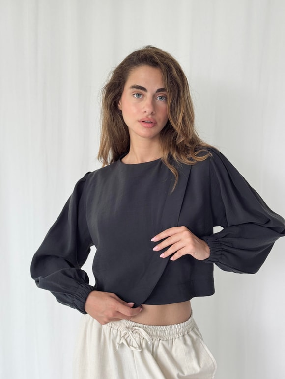 Retrobird Alisa Kapaklı Retro Siyah Gömlek
