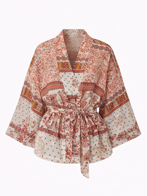 Retrobird Bakır Renkli Mini Wrap Bluz Kimono