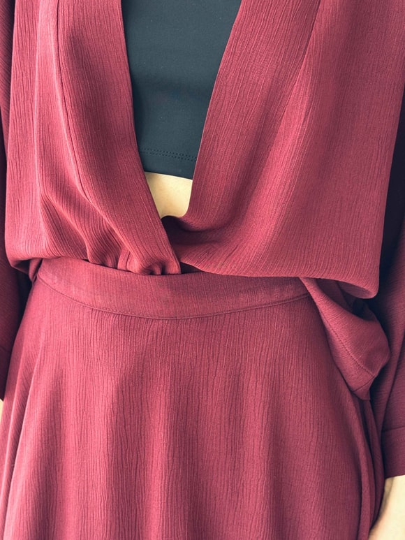 Retrobird Bordo Tasarım Boho Mini Kimono