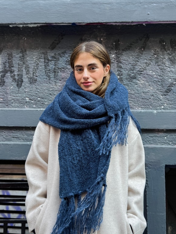Retrobird Navy Blue Large Soft Knit Scarf