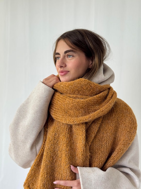 Retrobird Camel Large Soft Knit Scarf