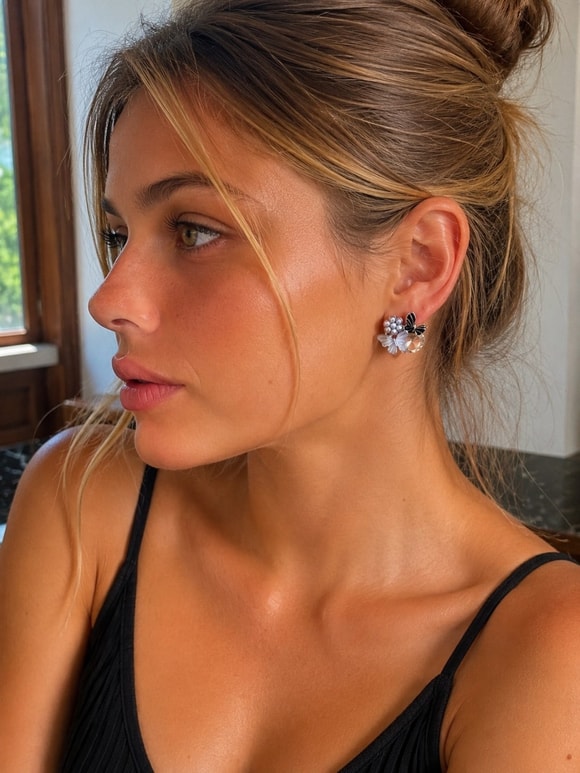 Retrobird Celeste Kelebek Detaylı Silver Renkli Vintage Style Tasarım Küpe