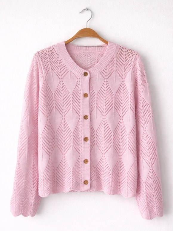 Retrobird Delikli Baharlık Pembe Hırka