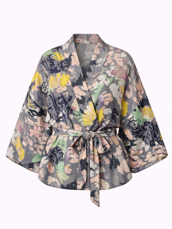 Retrobird Duman Rengi Mini Wrap Bluz Kimono