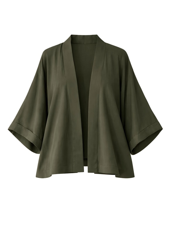Retrobird Haki Tasarım Boho Mini Kimono