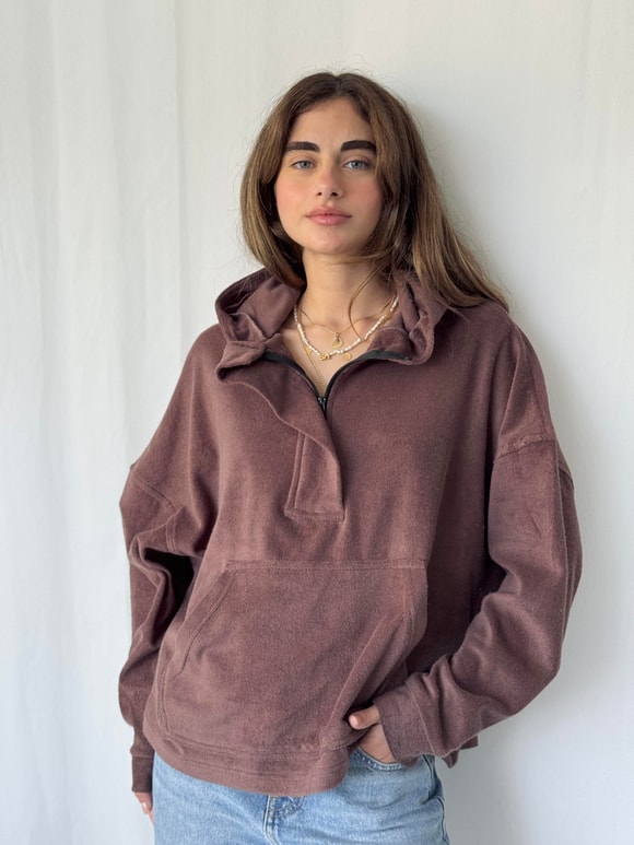 Retrobird Havlu Kumaş Oversize Kapüşonlu Sweatshirt