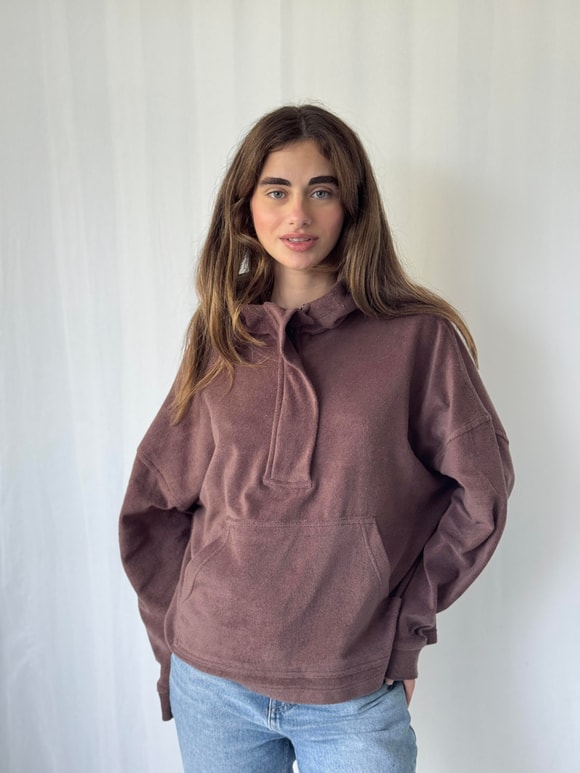 Retrobird Havlu Kumaş Oversize Kapüşonlu Sweatshirt