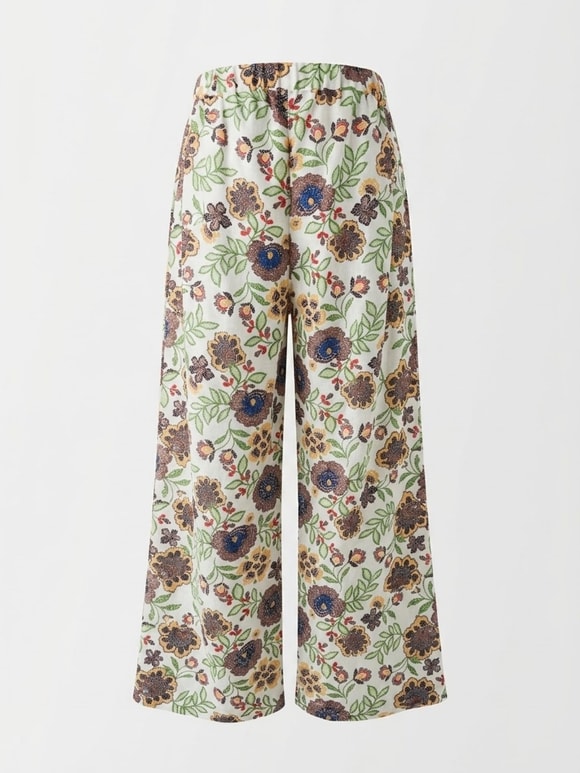 Retrobird Josie Retro Çiçek Desenli Geniş Paça Çok Renkli Pantolon