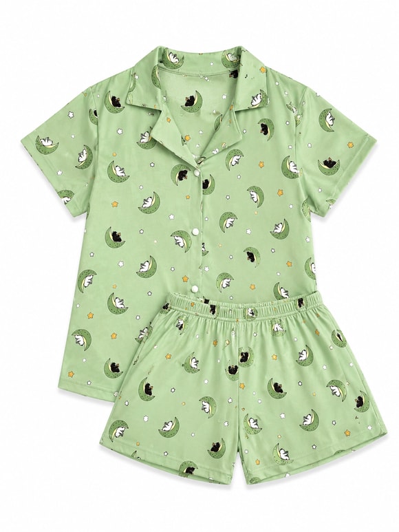 Retrobird Kadın Bürümcük Kumaş Şortlu Pijama Takımı – Yazlık Ev Giyim