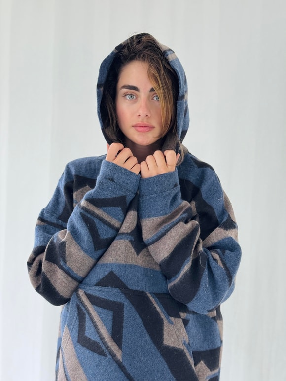 Retrobird Kalın Kaşe Kışlık Oversize Unisex Kapüşonlu Sweatshirt