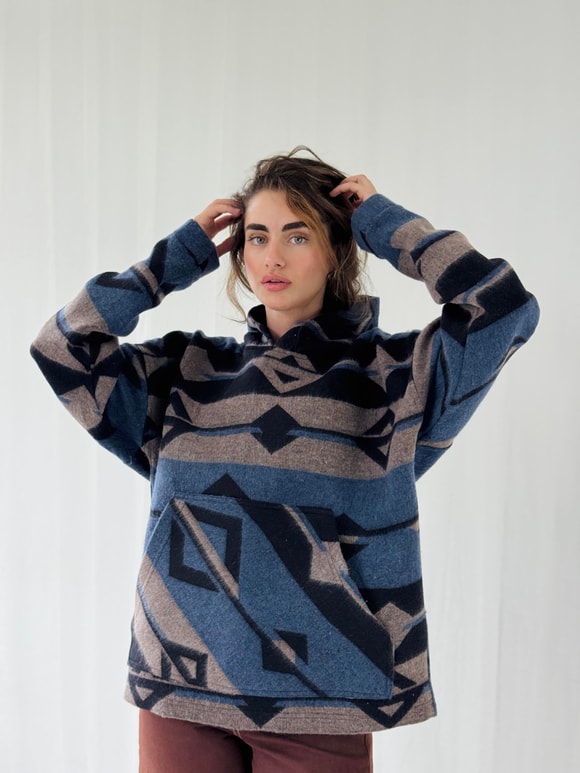 Retrobird Kalın Kaşe Kışlık Oversize Unisex Kapüşonlu Sweatshirt