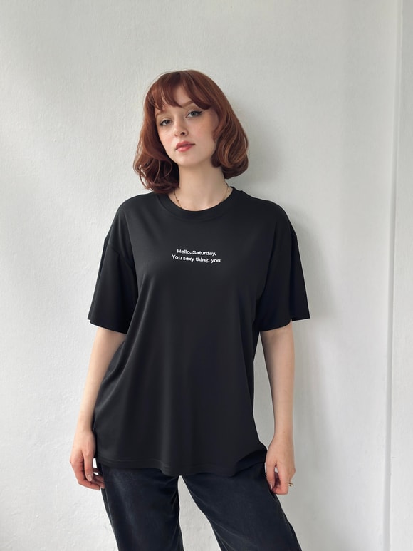 Retrobird Nakışlı Saturday Unisex Oversize Tişört