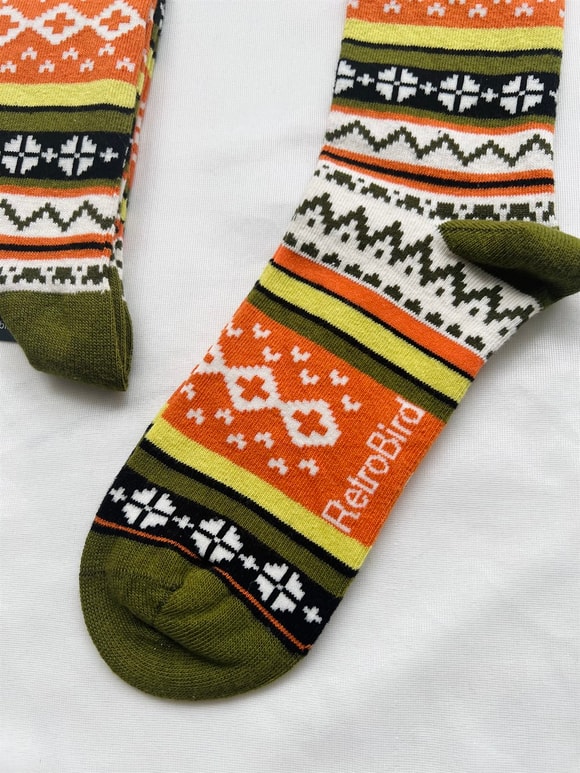 Retrobird Pamuklu Etnik Desen Unisex Çorap