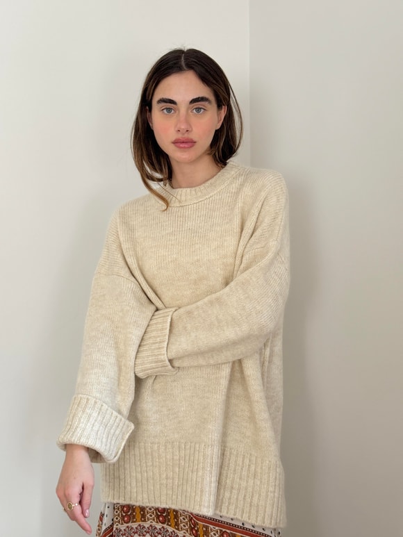 Retrobird Pinterest Oversize Cream Basic Sweater