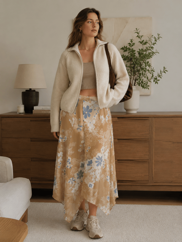 Retrobird Rosalie Oversize Polo Yaka Çift Fermuarlı Krem Triko Hırka